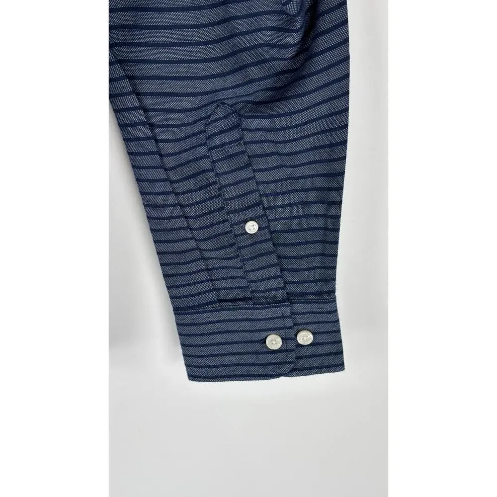 Banana Republic Striped Button Up Long Sleeve Alpha Shirt Mens Size Large Blue